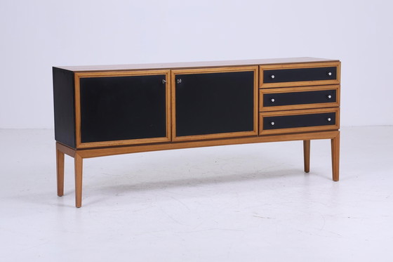 Image 1 of Prachtig vintage pallet dressoir 60s Mid Century TV ladekast retro 70s zwart bruin