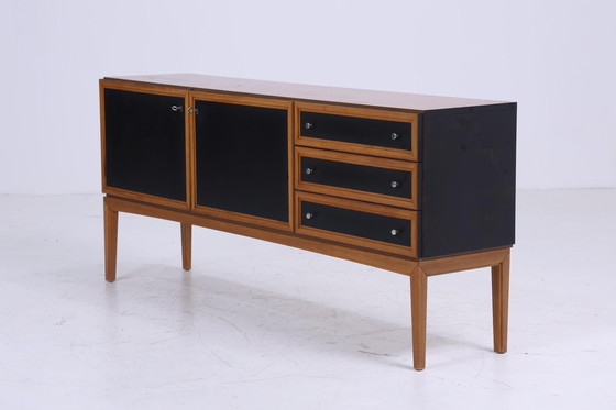 Image 1 of Prachtig vintage pallet dressoir 60s Mid Century TV ladekast retro 70s zwart bruin