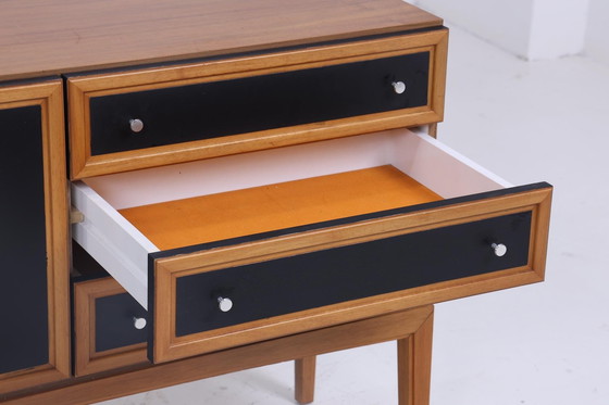 Image 1 of Prachtig vintage pallet dressoir 60s Mid Century TV ladekast retro 70s zwart bruin