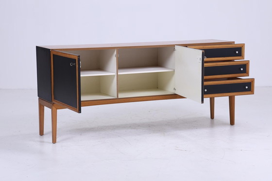 Image 1 of Prachtig vintage pallet dressoir 60s Mid Century TV ladekast retro 70s zwart bruin