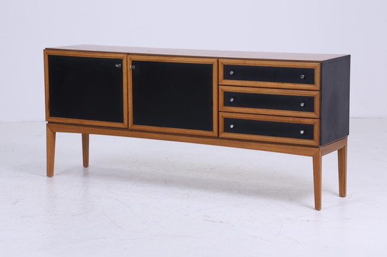 Image 1 of Prachtig vintage pallet dressoir 60s Mid Century TV ladekast retro 70s zwart bruin