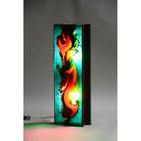 Image 1 of Mid century hanglamp van glas en staal, jaren 1950