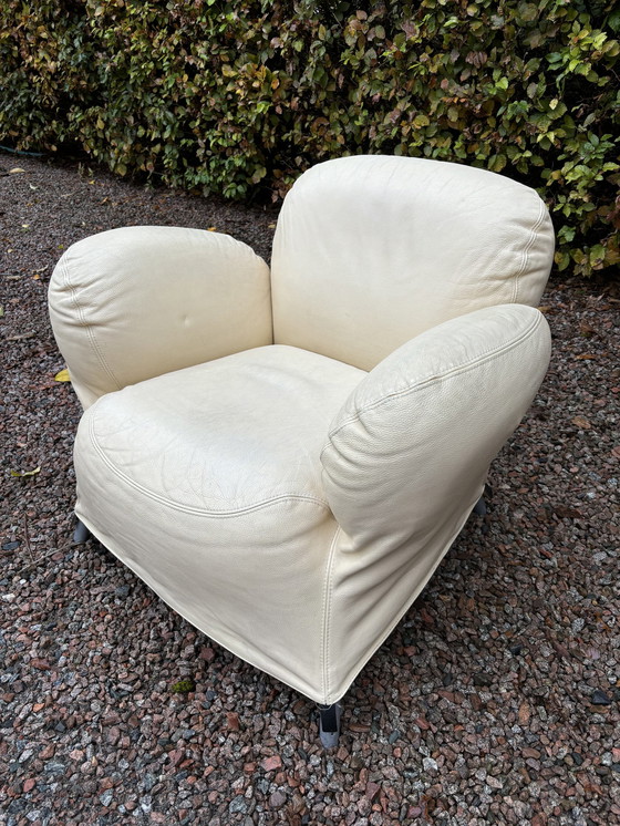 Image 1 of Label Van Der Berg Bobo Crèmekleurige Leren Fauteuil