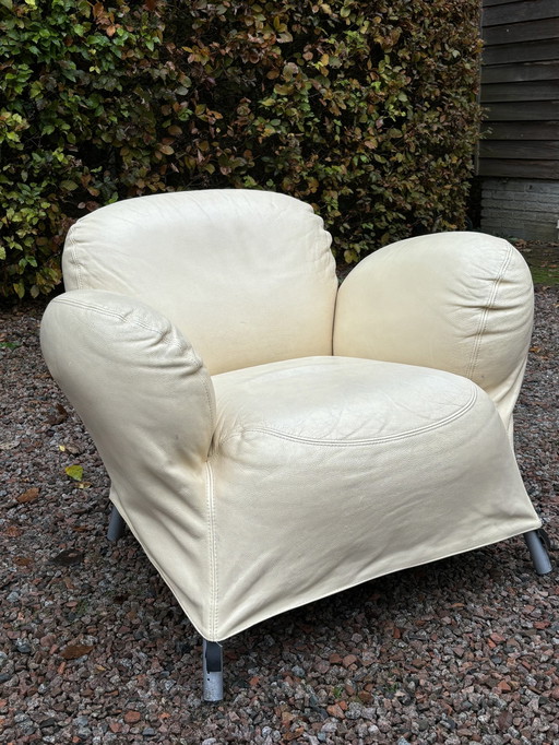 Label Van Der Berg Bobo Crèmekleurige Leren Fauteuil