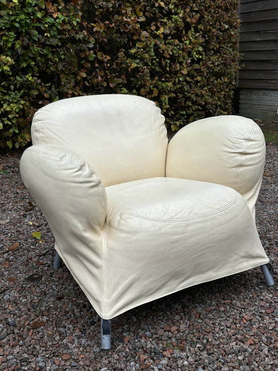 Image 1 of Label Van Der Berg Bobo Crèmekleurige Leren Fauteuil