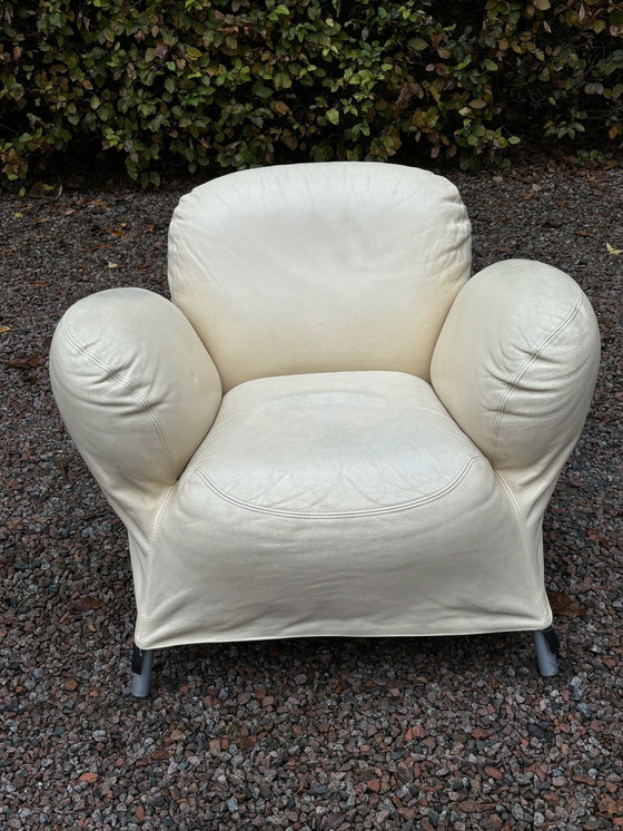 Image 1 of Label Van Der Berg Bobo Crèmekleurige Leren Fauteuil