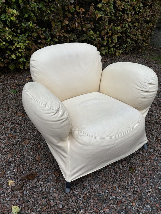 Image 1 of Label Van Der Berg Bobo Crèmekleurige Leren Fauteuil