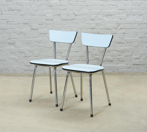 Set van twee babyblauwe vintage Brabantia keukenstoelen, Nederland, jaren 1960. Ref. CH220-1