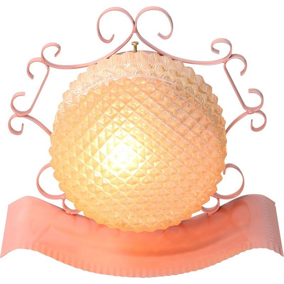 Image 1 of Mid-eeuwse ingewikkelde Italiaanse roze wandlamp, 1960