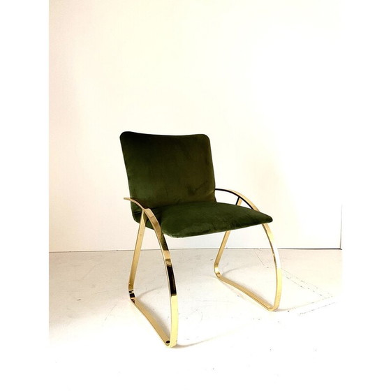 Image 1 of Vintage fauteuil in chroomstaal en fluweel, Italië 1970