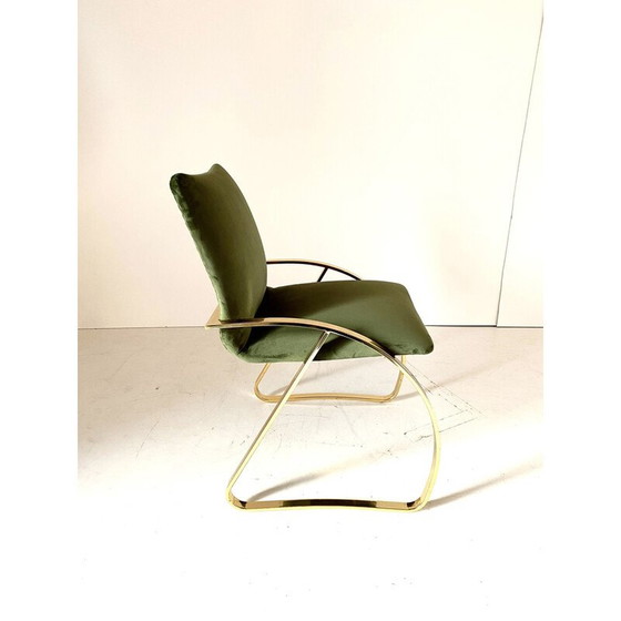 Image 1 of Vintage fauteuil in chroomstaal en fluweel, Italië 1970