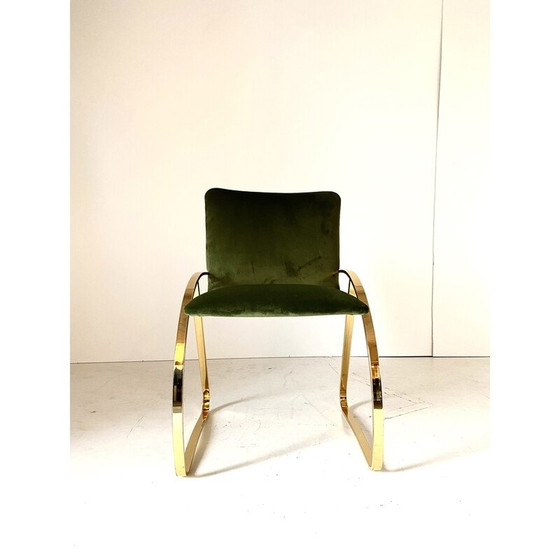 Image 1 of Vintage fauteuil in chroomstaal en fluweel, Italië 1970