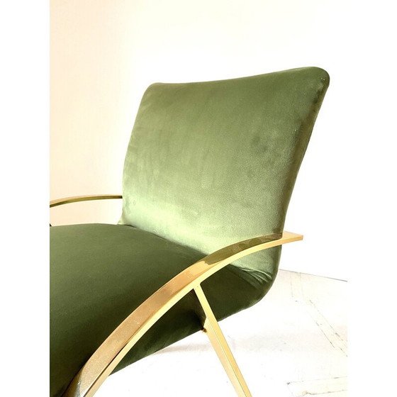 Image 1 of Vintage fauteuil in chroomstaal en fluweel, Italië 1970