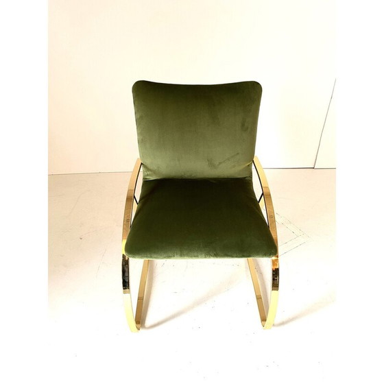 Image 1 of Vintage fauteuil in chroomstaal en fluweel, Italië 1970