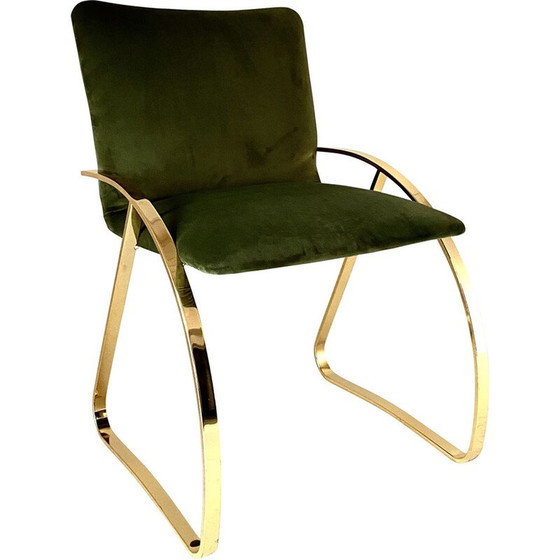 Image 1 of Vintage fauteuil in chroomstaal en fluweel, Italië 1970