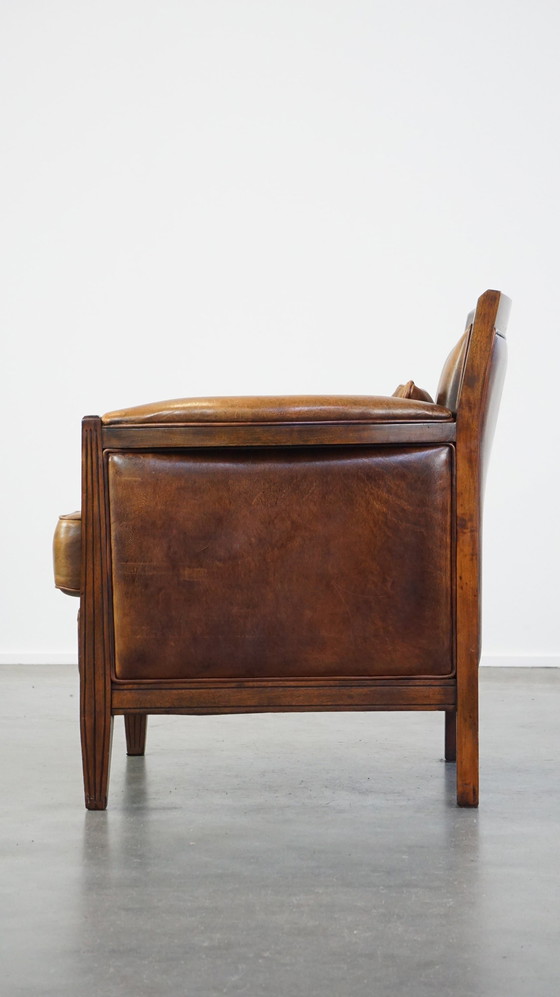 Image 1 of Schapenleren Art Deco Armchair Met Sierkussen