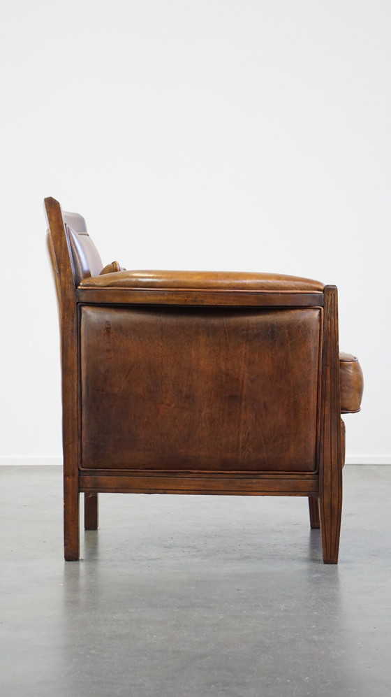 Image 1 of Schapenleren Art Deco Armchair Met Sierkussen