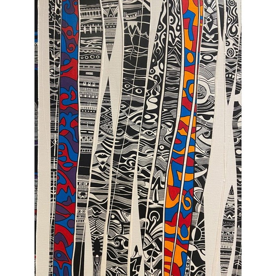 Image 1 of Acryl op vintage doek "HypNos-02 H" door Alain Carpentier