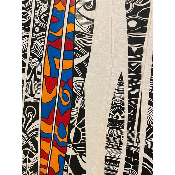 Image 1 of Acryl op vintage doek "HypNos-02 H" door Alain Carpentier