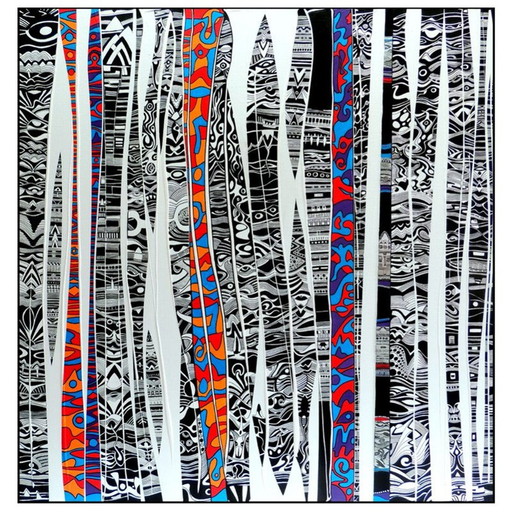 Acryl op vintage doek "HypNos-02 H" door Alain Carpentier