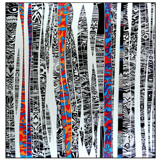 Image 1 of Acryl op vintage doek "HypNos-02 H" door Alain Carpentier