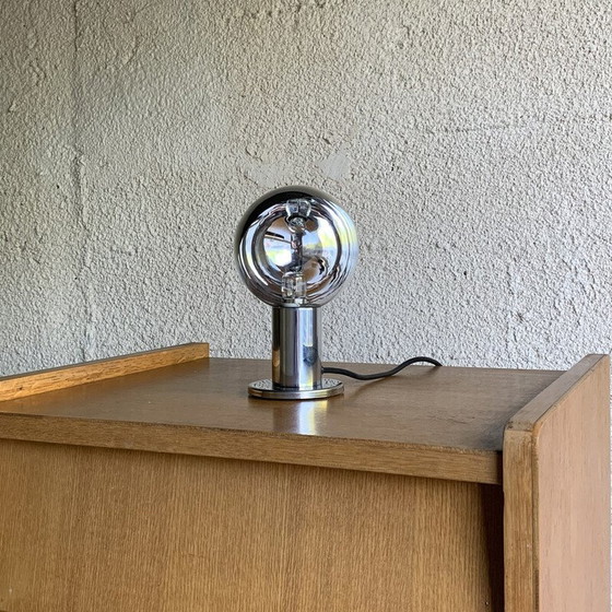 Image 1 of Vintage chromen en glazen tafellamp van Motoko Ishii voor Staff Leuchten, Duitsland