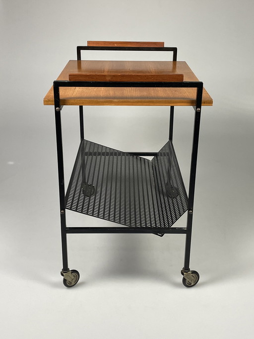 Vintage Trolley/Bijzettafel Met Lectuurbak, 1970'S Nederland