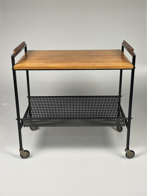 Vintage Trolley/Bijzettafel Met Lectuurbak, 1970'S Nederland