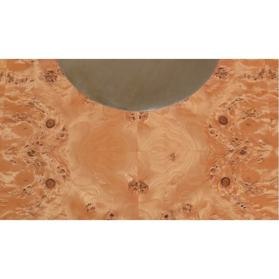 Image 1 of Vintage ronde tafel van wortelnotenhout en verguld metaal, jaren 1980