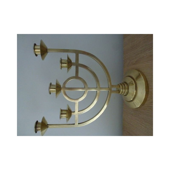 Image 1 of Paar vintage Jugendstil bronzen en messing kandelaars, 1900