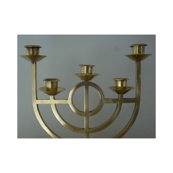 Image 1 of Paar vintage Jugendstil bronzen en messing kandelaars, 1900