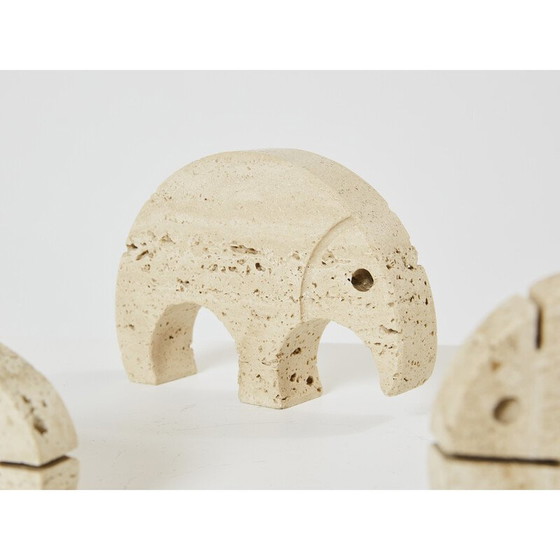 Image 1 of Lot van 8 vintage travertijnen diersculpturen door Fratelli Mannelli, Italië 1970
