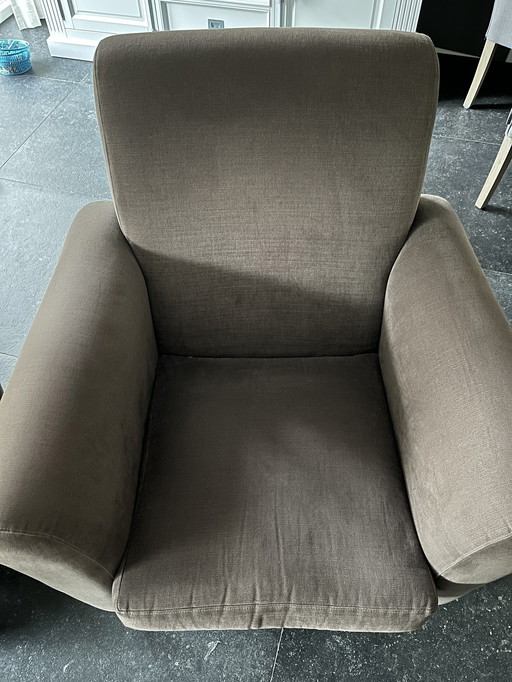 2x Moderne Bruine Fauteuil