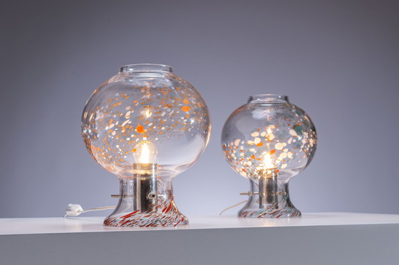Image 1 of Set Orrefors tafellampen in volledig handgeblazen glas.