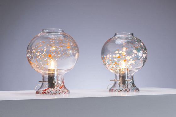 Image 1 of Set Orrefors tafellampen in volledig handgeblazen glas.