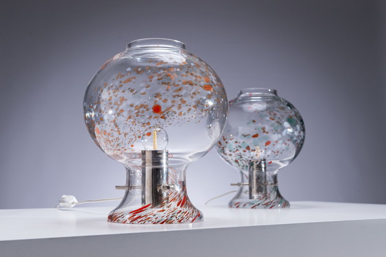 Image 1 of Set Orrefors tafellampen in volledig handgeblazen glas.