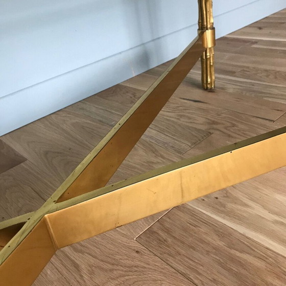 Image 1 of Vintage bronzen en glazen salontafel