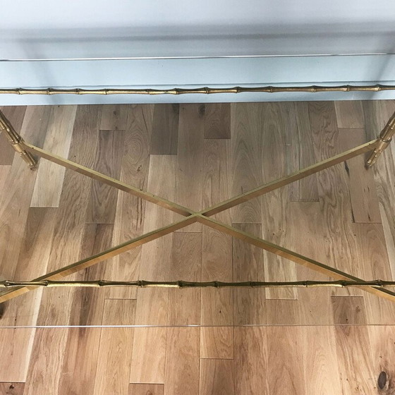 Image 1 of Vintage bronzen en glazen salontafel