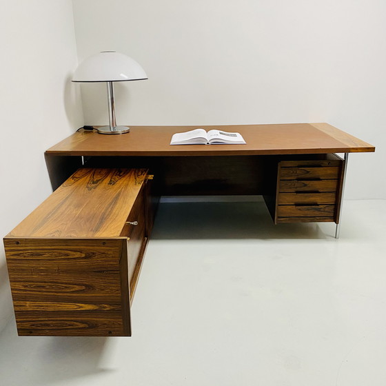 Image 1 of Mid-Century  Sven Ivar Dysthe voor Dokka Mobler directie hoekbureau Palissander 1960