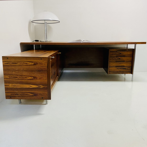 Image 1 of Mid-Century  Sven Ivar Dysthe voor Dokka Mobler directie hoekbureau Palissander 1960