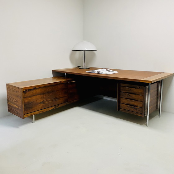 Image 1 of Mid-Century  Sven Ivar Dysthe voor Dokka Mobler directie hoekbureau Palissander 1960