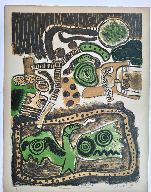 Corneille - 1968 Femmes Et Oiseau Vert - Extreem Zeldzaam. Er Zijn Maar 30 Gemaakt !