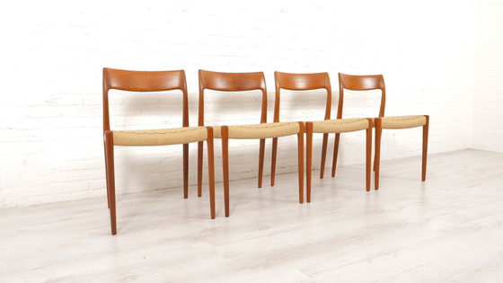 Image 1 of 4 X Vintage Eetkamerstoelen | Niels Otto Møller | Model 77