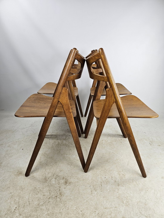 Image 1 of 4 Sawbuck Stoelen Hans Wegner Ch29 Deens Mid Century