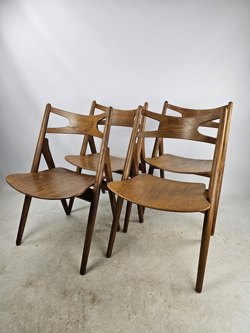 4 Sawbuck Stoelen Hans Wegner Ch29 Deens Mid Century