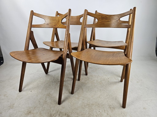 4 Sawbuck Stoelen Hans Wegner Ch29 Deens Mid Century