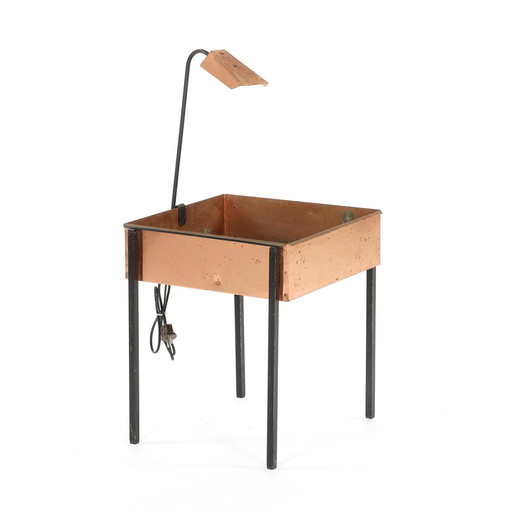 Koperen plantentafel met koperen lamp, ook suède 1960 - Hans Agne Jakobsson