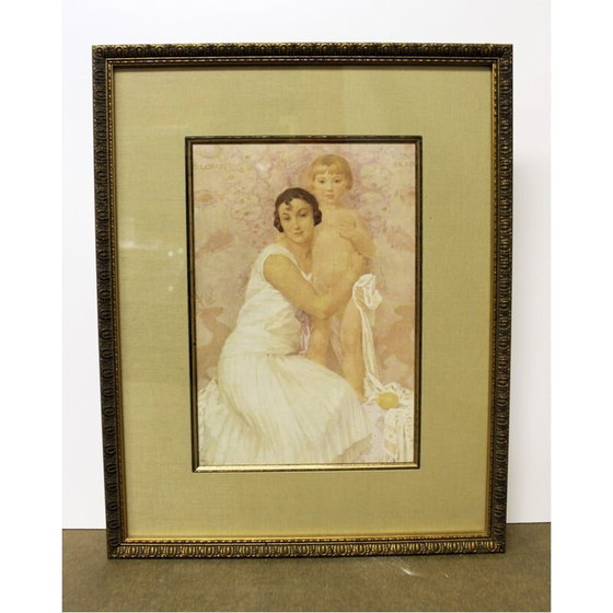 Image 1 of Vintage litho "Moeder en kind" van Gustave Lorrain, 1930