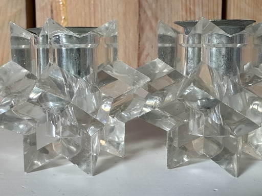 2x Mid Century Lucite kandelaar set