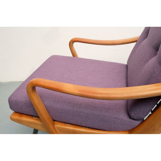 Image 1 of Vintage Boomerang fauteuil in kersenhout, jaren 1950